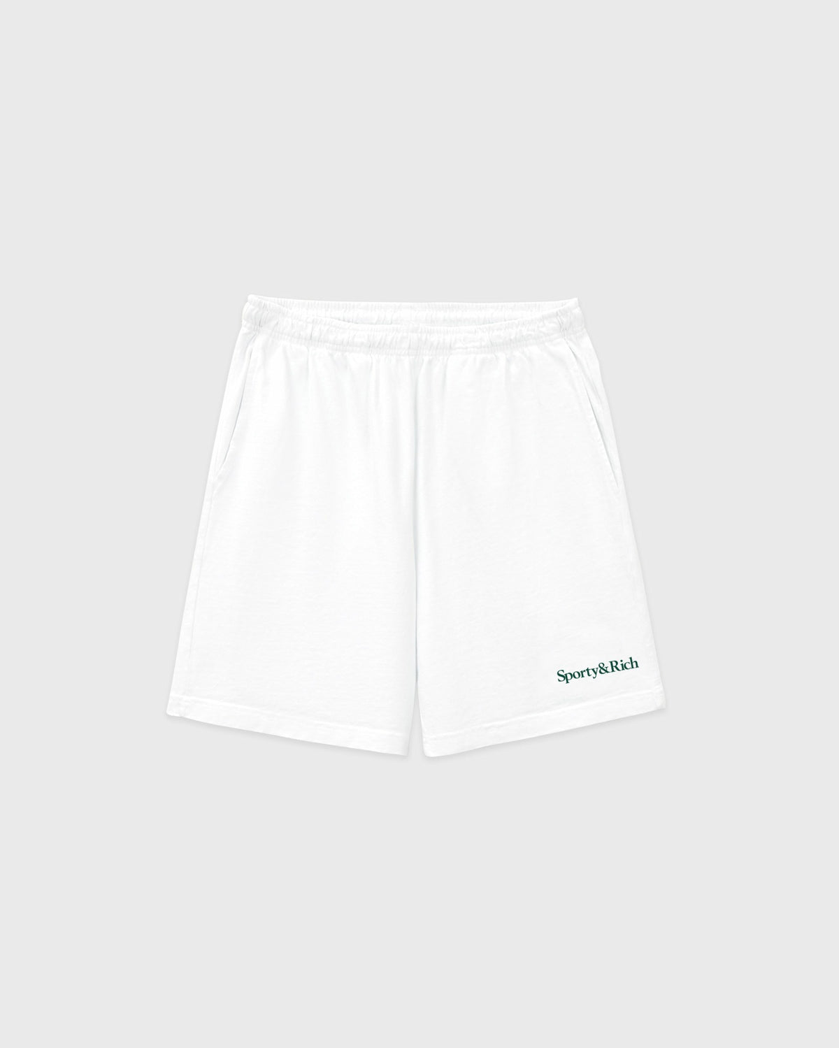 Sporty & Rich Serif Logo Gym Short - White/Forest