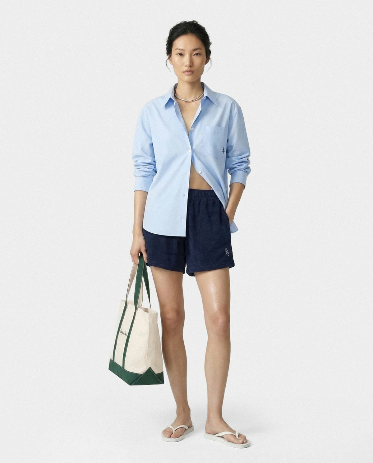 Sporty & Rich SRC Terry Short - Navy/White