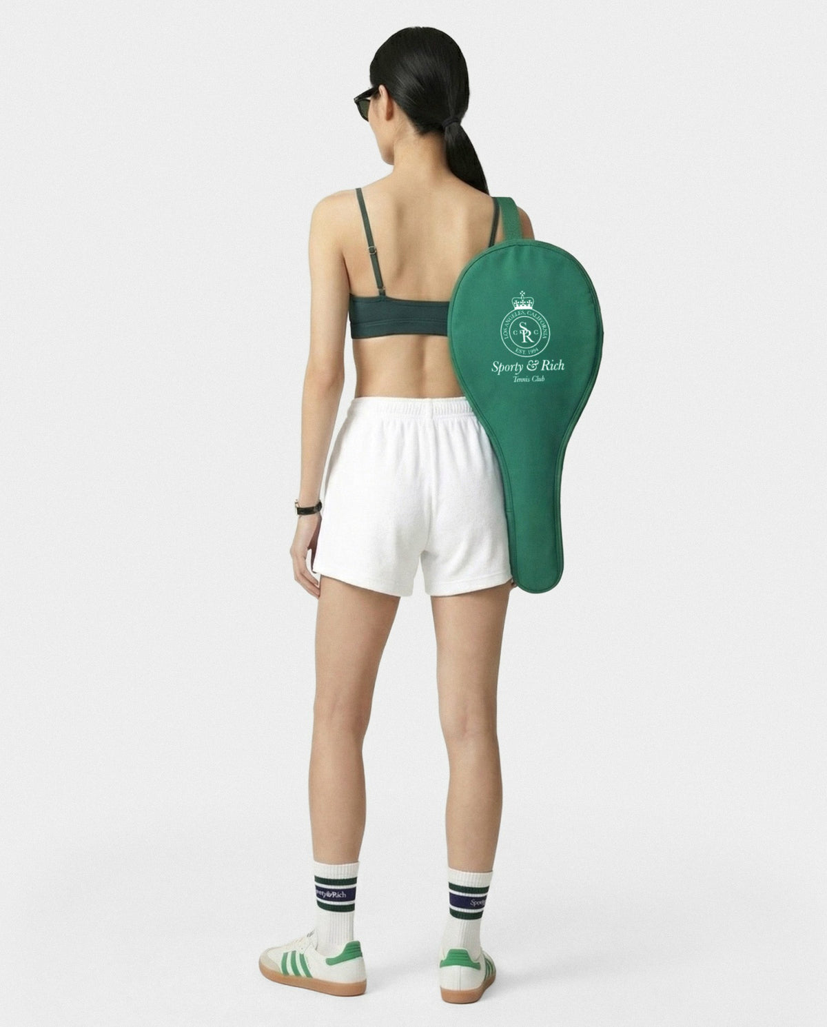 Sporty & Rich SRC Terry Short - White/Forest
