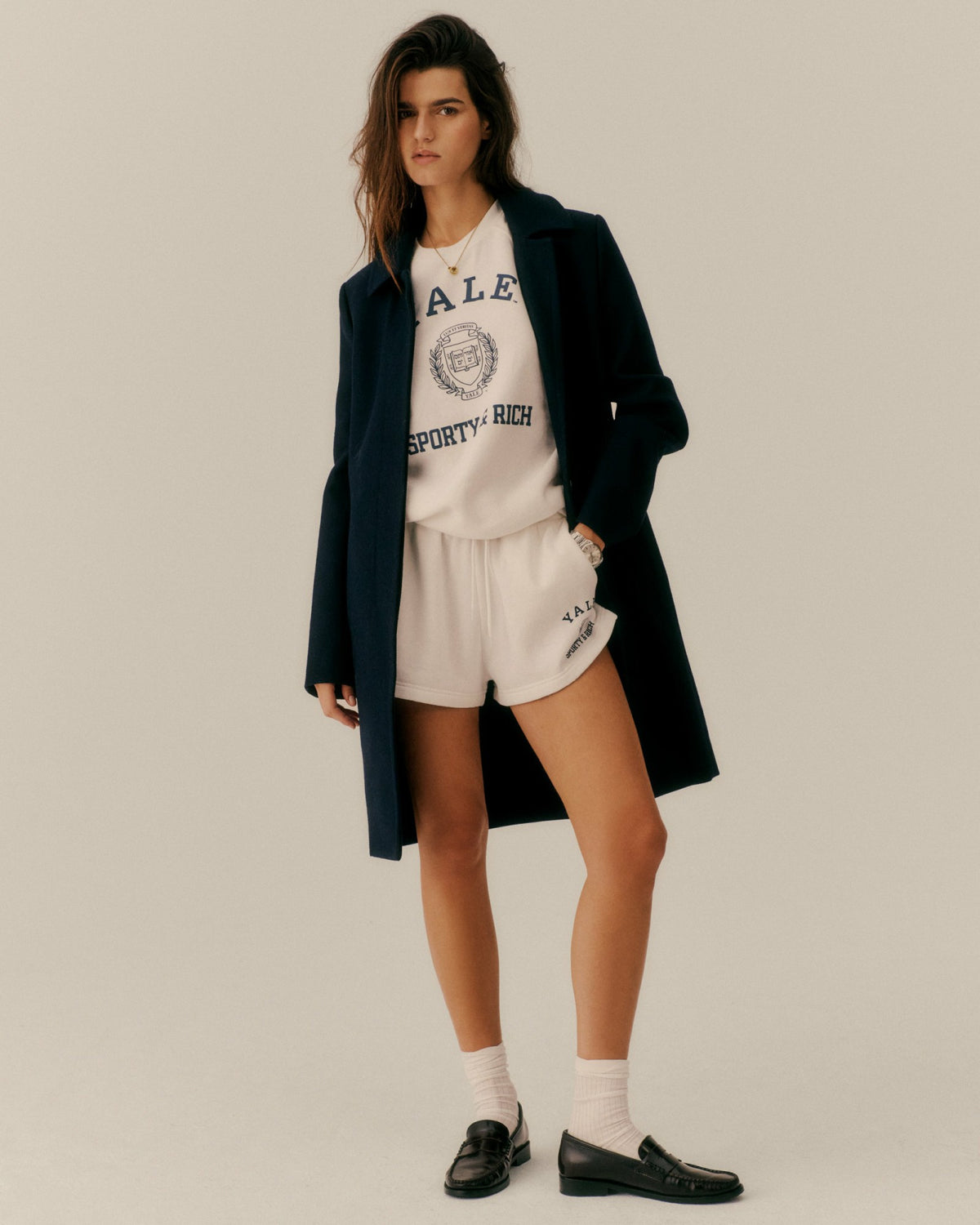Sporty & Rich Veritas Soft Disco Short - White/Navy