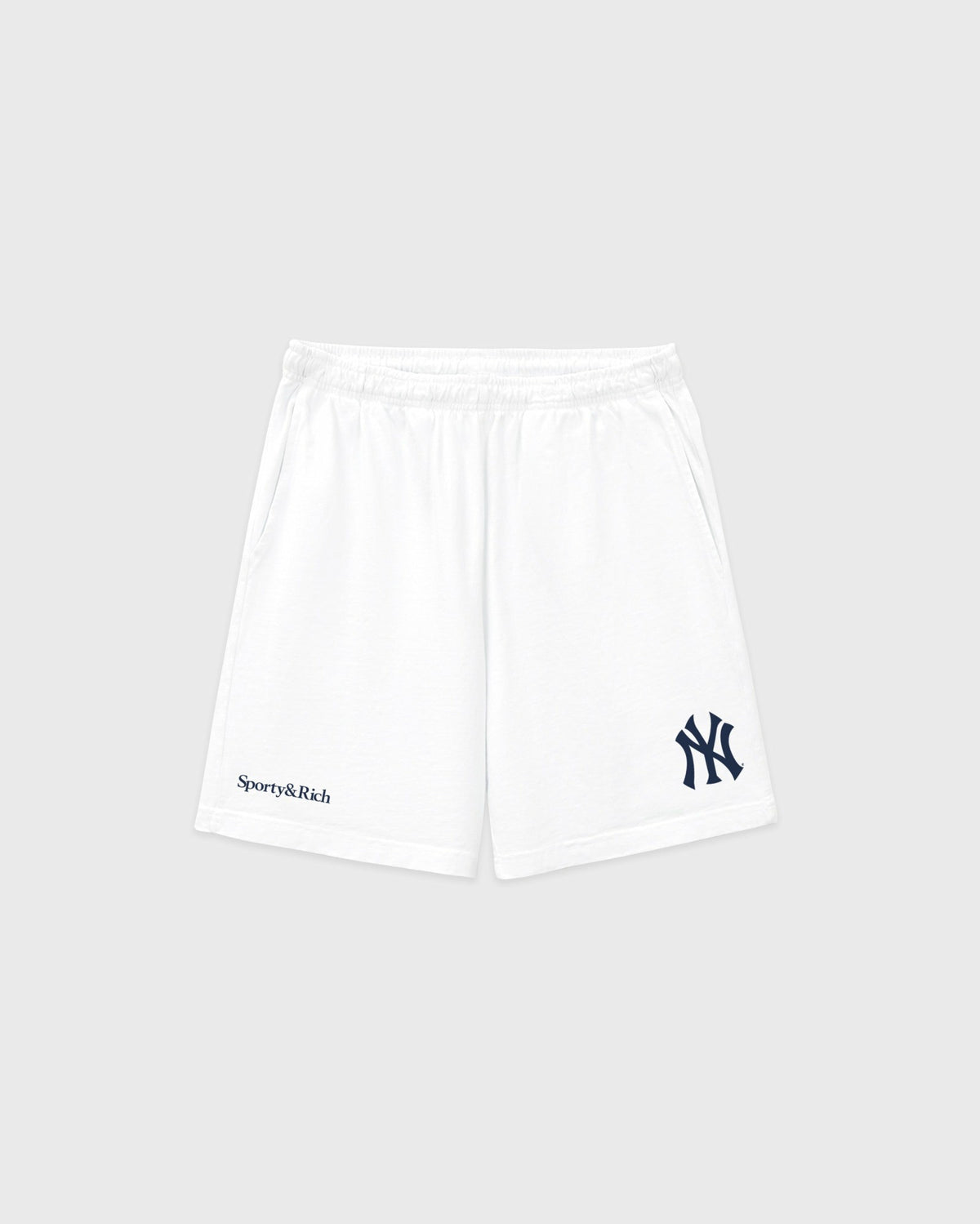 Sporty & Rich Heritage Yankees Serif Gym Short - White/Navy
