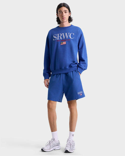 Sporty & Rich Nautical Embroidered Gym Short - Team Blue/White