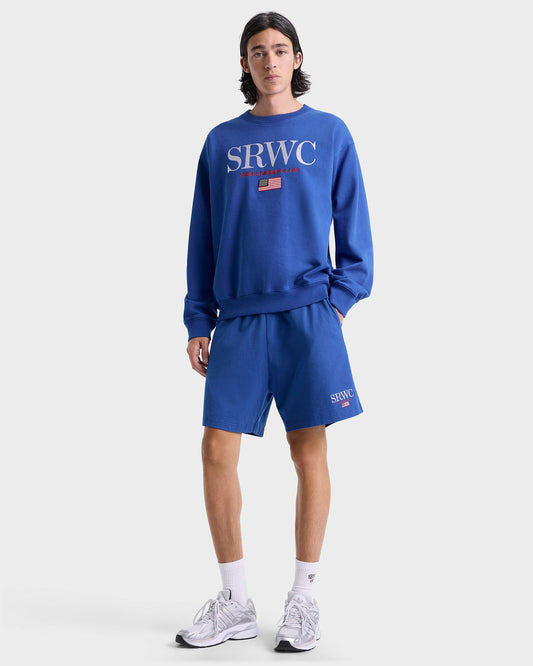 Sporty & Rich Nautical Embroidered Gym Short - Team Blue/White