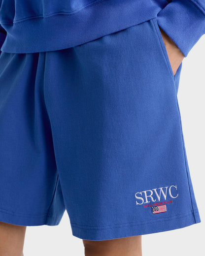 Sporty & Rich Nautical Embroidered Gym Short - Team Blue/White