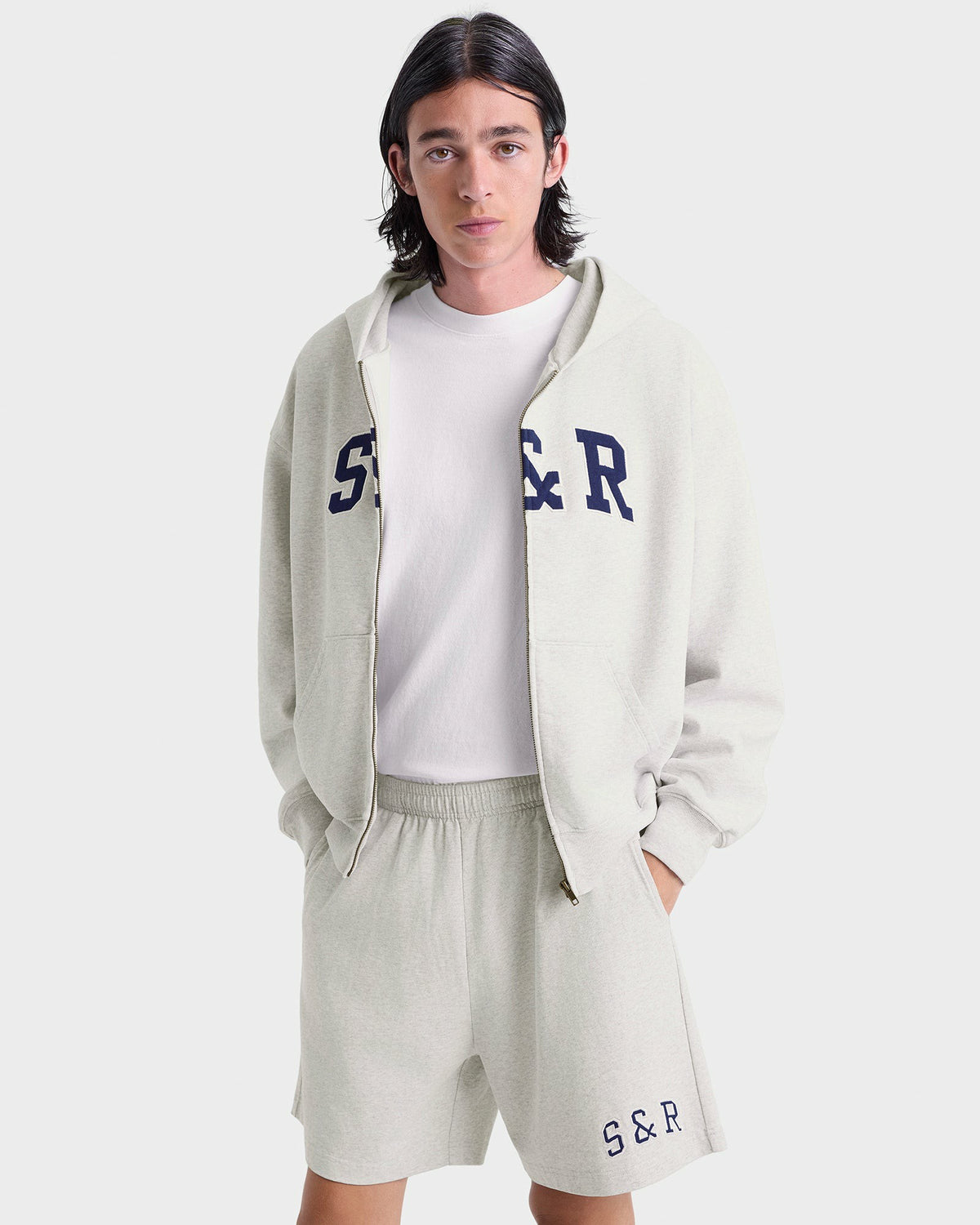 Sporty & Rich S&R Ivy Gym Short - Heather Gray/Navy