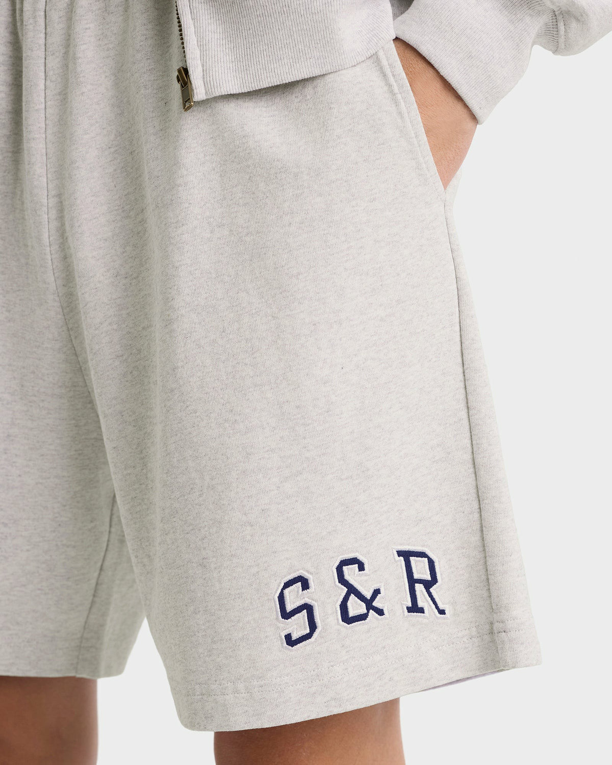 Sporty & Rich S&R Ivy Gym Short - Heather Gray/Navy