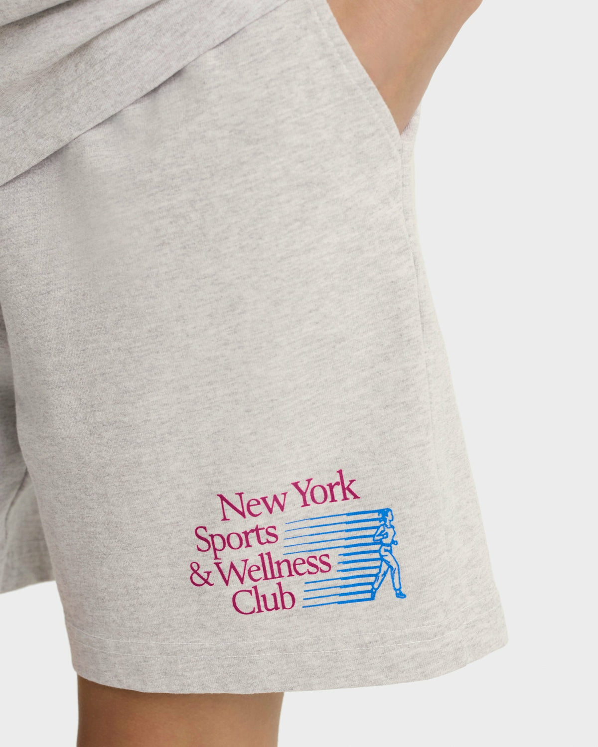 Sporty & Rich NY Motion Gym Short - Heather Gray/Berry/Azure