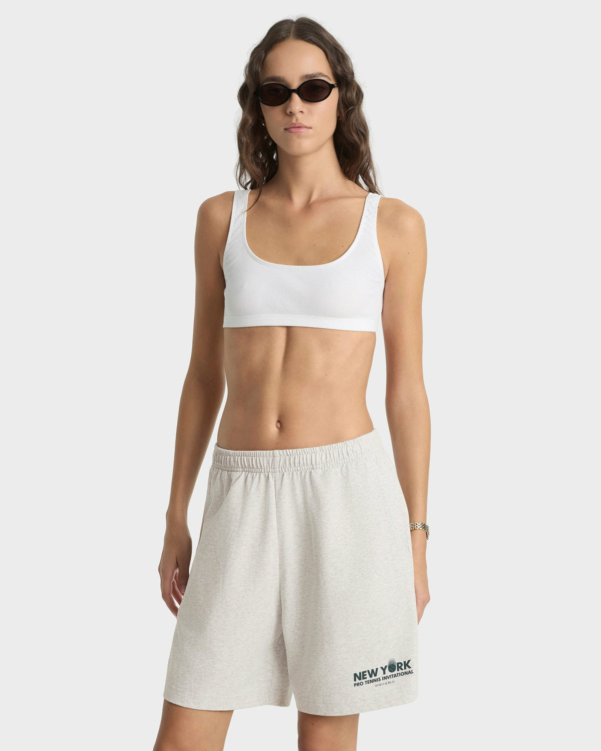 Sporty & Rich Pro Gym Short - Heather Gray/Forest