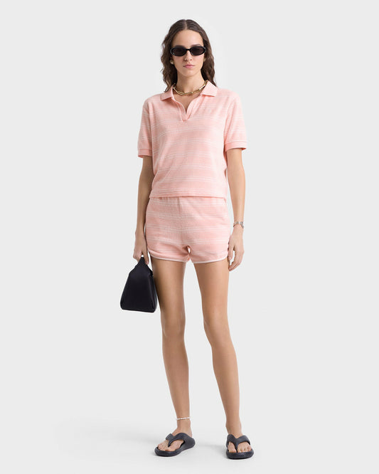 Sporty & Rich SRC Terry Short - Pink Dolphin Striped