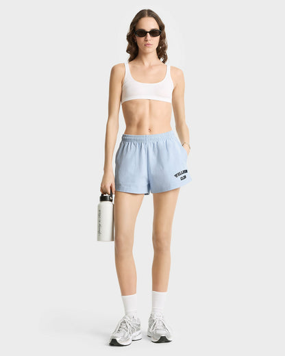 Sporty & Rich Wellness Club Flocked Disco Short - Ciel/Navy
