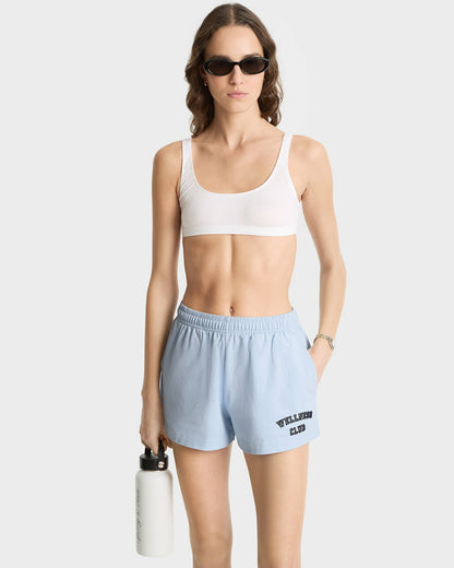 Sporty & Rich Wellness Club Flocked Disco Short - Ciel/Navy