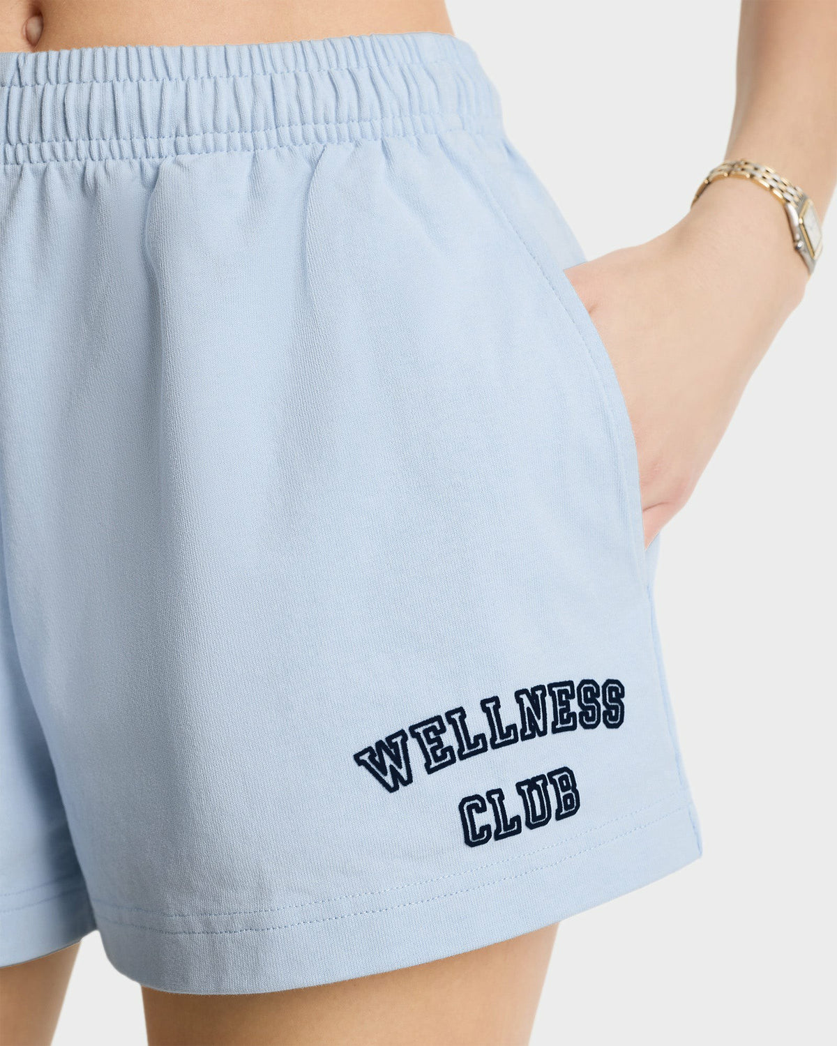 Sporty & Rich Wellness Club Flocked Disco Short - Ciel/Navy