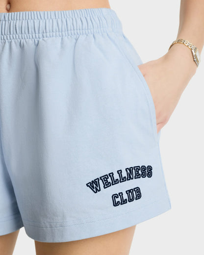 Sporty & Rich Wellness Club Flocked Disco Short - Ciel/Navy