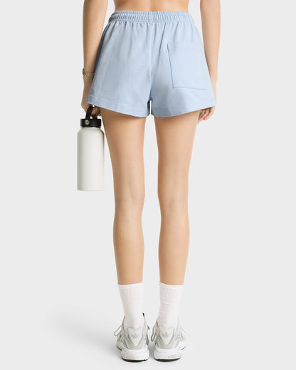 Sporty & Rich Wellness Club Flocked Disco Short - Ciel/Navy
