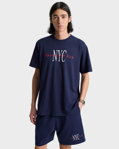 Sporty & Rich NY Minute Gym Short - Navy/White