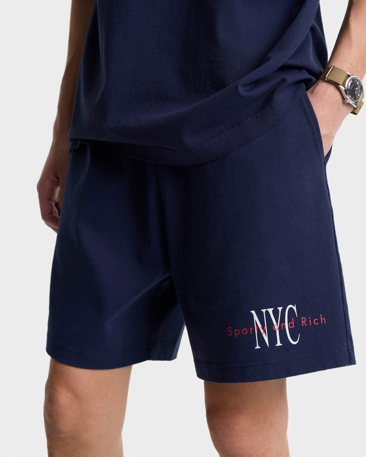 Sporty & Rich NY Minute Gym Short - Navy/White