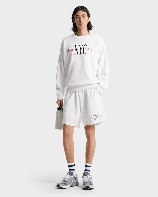 Sporty & Rich NY Minute Gym Short - White/Navy