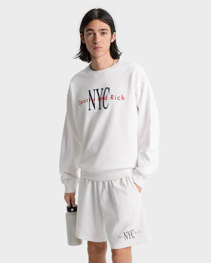 Sporty & Rich NY Minute Gym Short - White/Navy