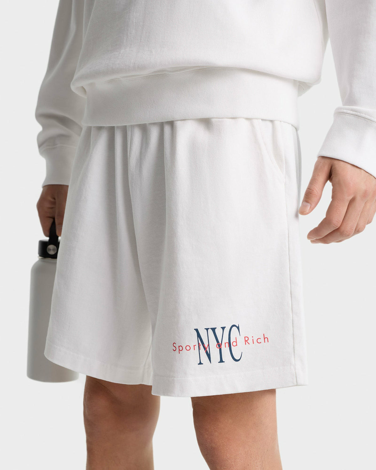 Sporty & Rich NY Minute Gym Short - White/Navy