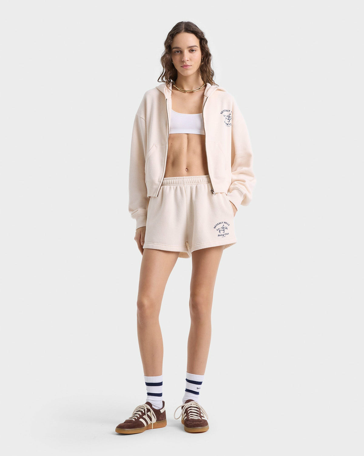 Sporty & Rich Beverly Hills Riding Club Soft Disco Short - Cream/Navy