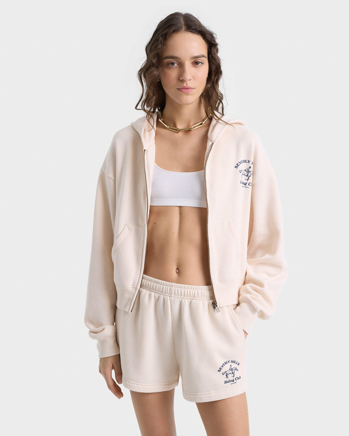 Sporty & Rich Beverly Hills Riding Club Soft Disco Short - Cream/Navy