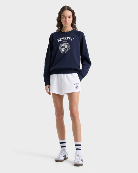 Sporty & Rich Beverly Hills Crest Soft Disco Short - White/Navy