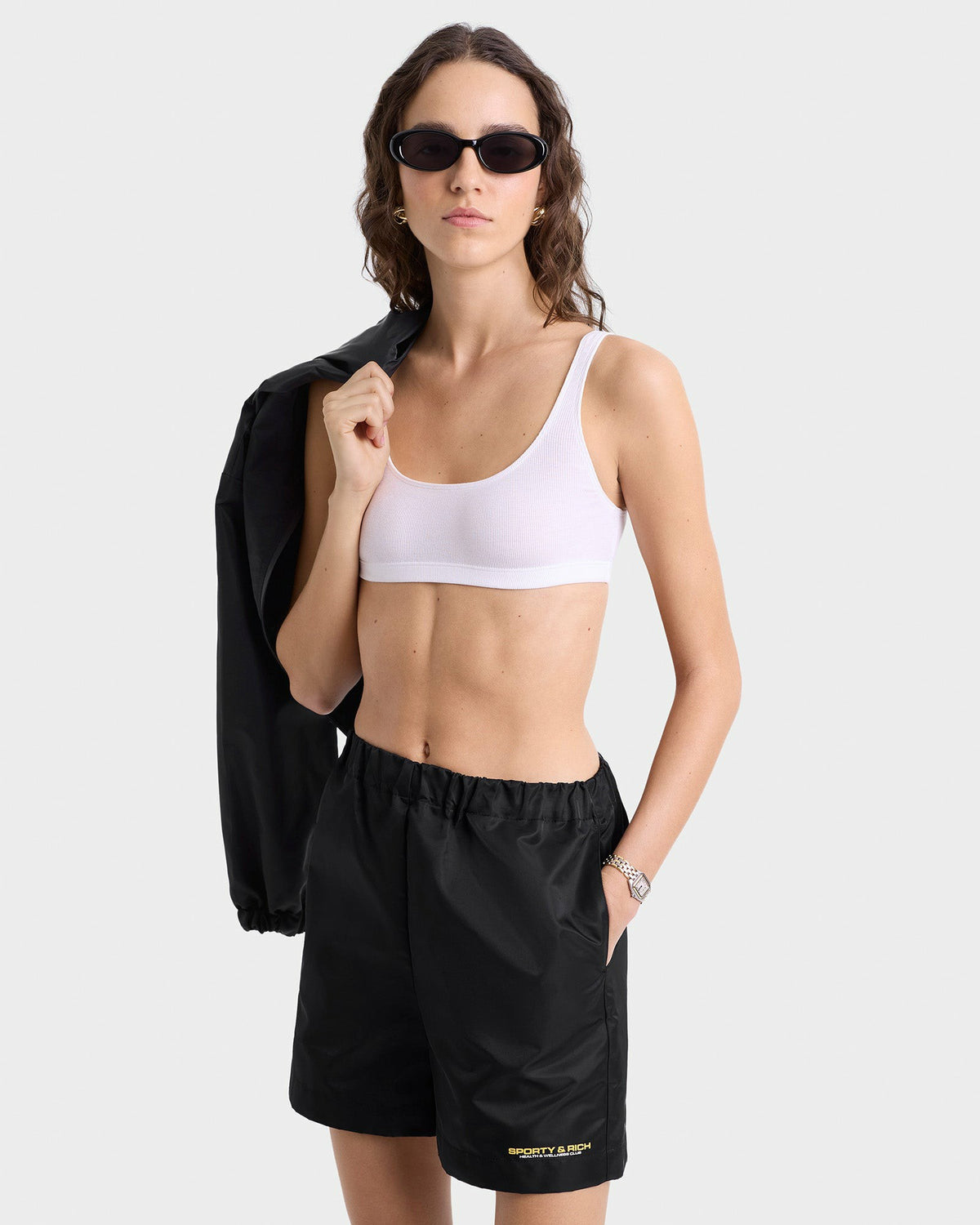Sporty & Rich Bold Health Nylon Short - Black/Gold
