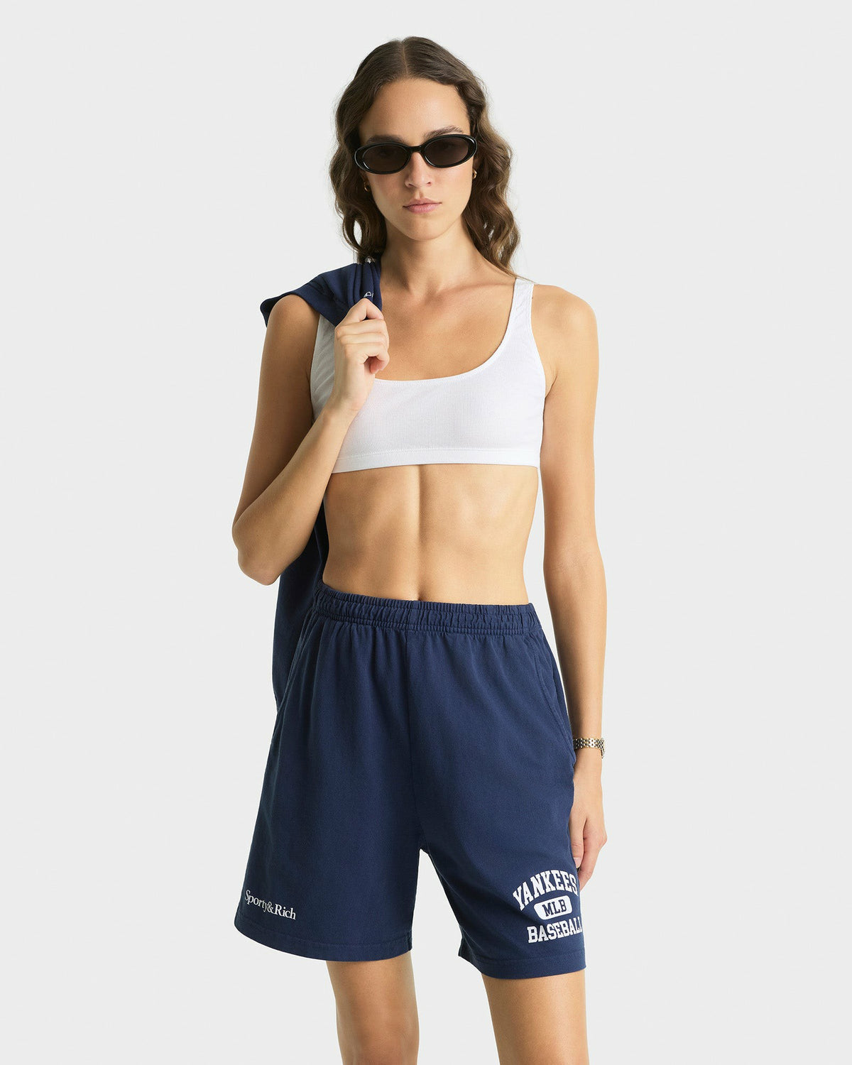 Sporty & Rich Yankees Ivy Gym Short - Navy/White