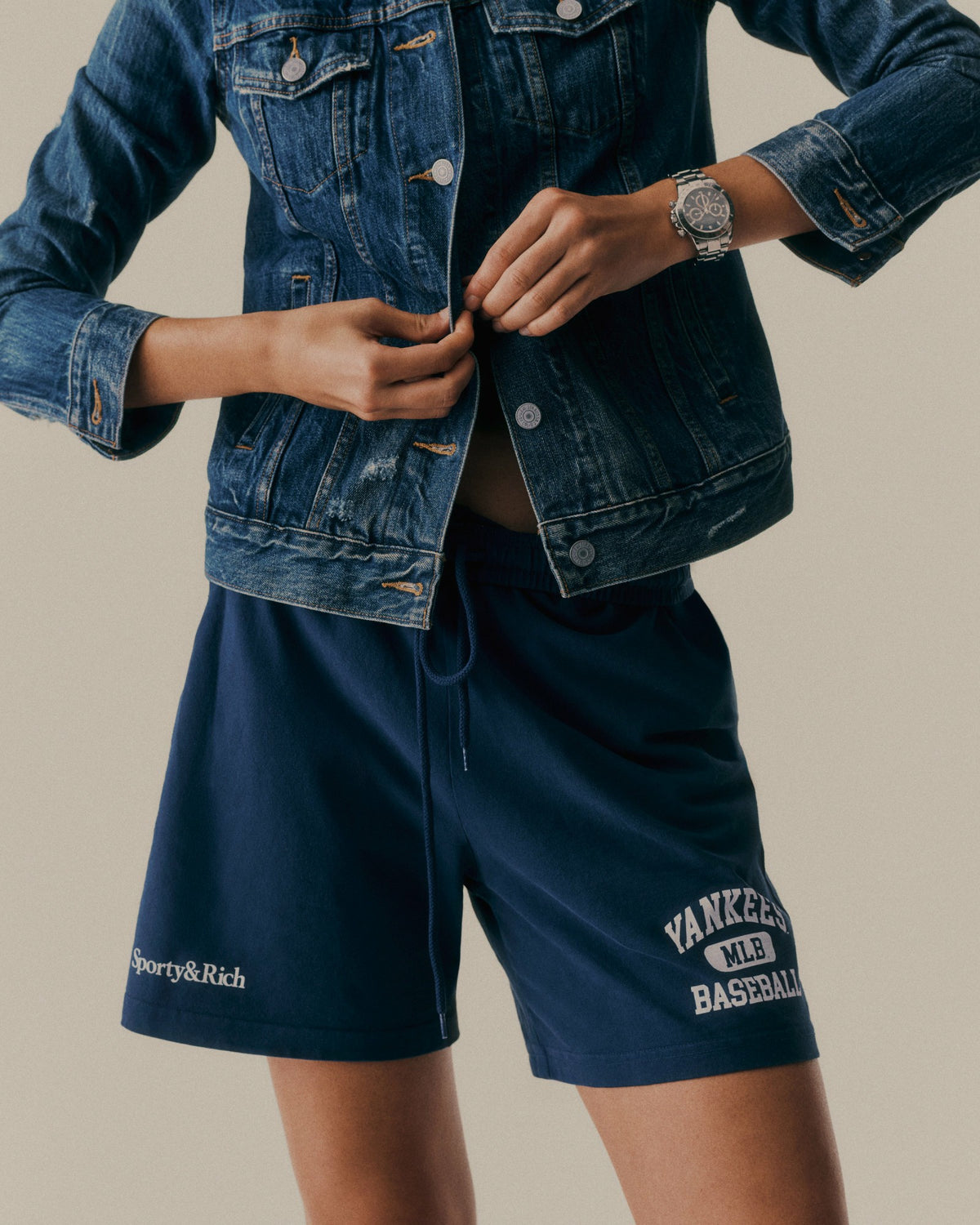 Sporty & Rich Yankees Ivy Gym Short - Navy/White