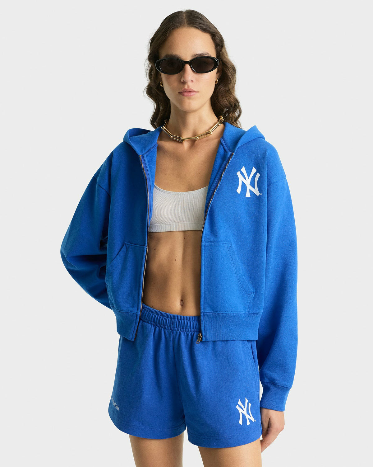 Sporty & Rich Yankees Serif Disco Short - Team Blue/White
