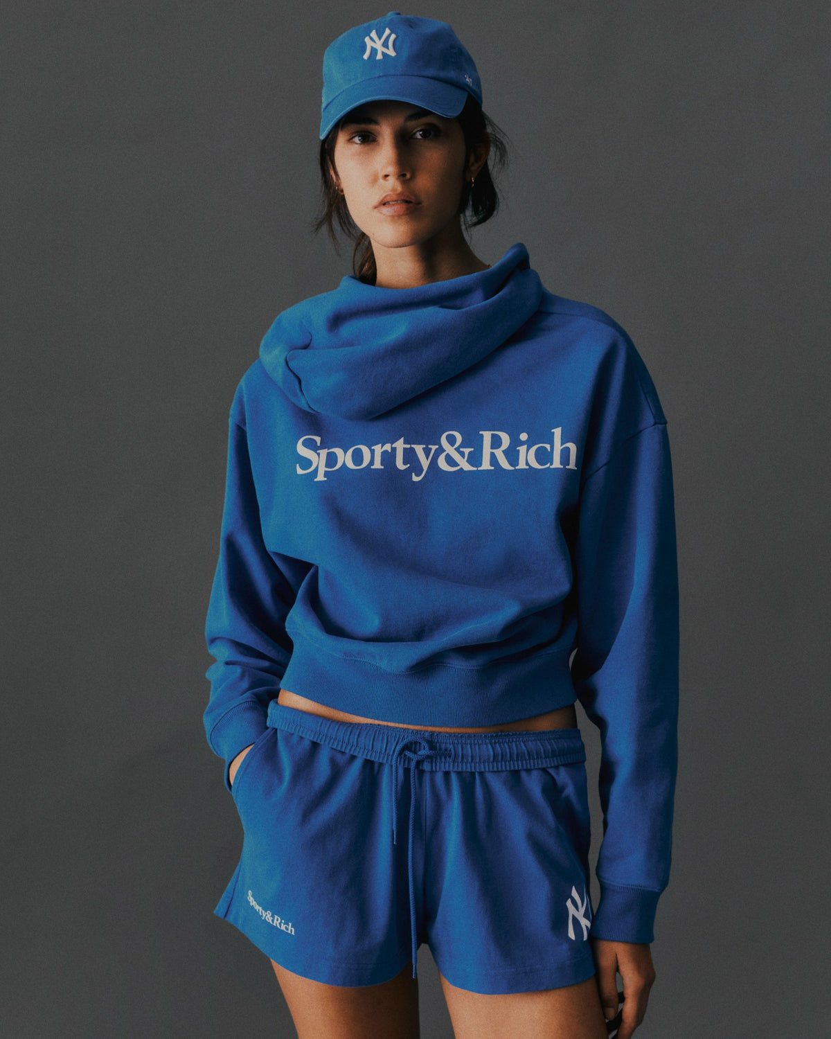 Sporty & Rich Yankees Serif Disco Short - Team Blue/White