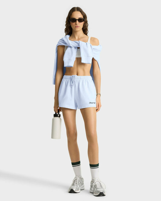 Sporty & Rich Syracuse Embroidered Disco short - Ciel/Navy