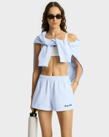 Sporty & Rich Syracuse Embroidered Disco short - Ciel/Navy