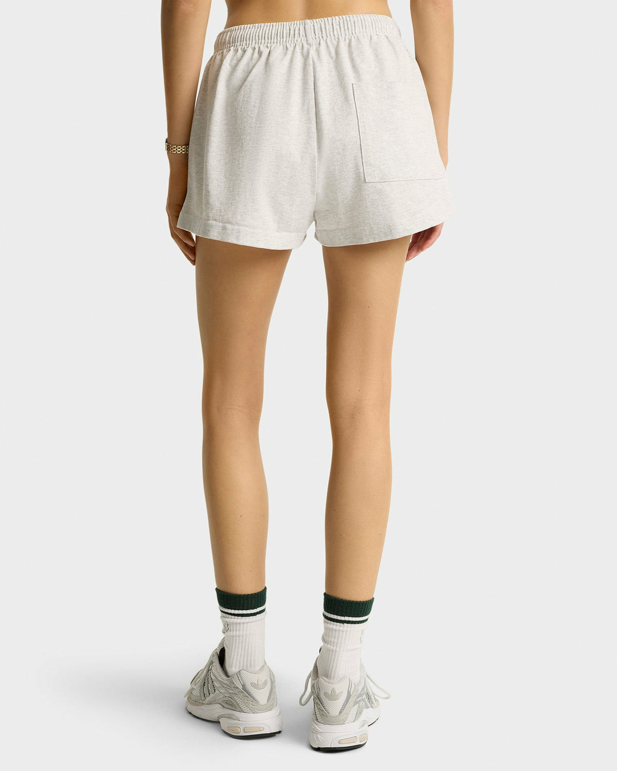 Sporty & Rich Syracuse Embroidered Disco short - Heather Gray/Navy