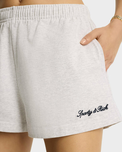 Sporty & Rich Syracuse Embroidered Disco short - Heather Gray/Navy