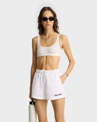 Sporty & Rich Syracuse Embroidered Disco Short - White/Navy