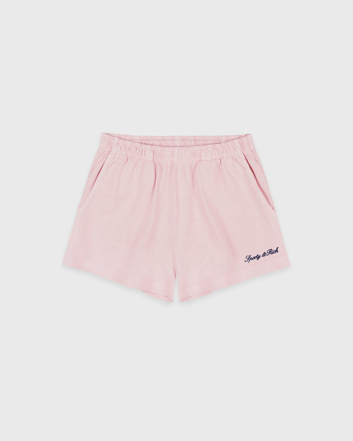 Sporty & Rich Syracuse Embroidered Disco short - Pink Dolphin/Navy