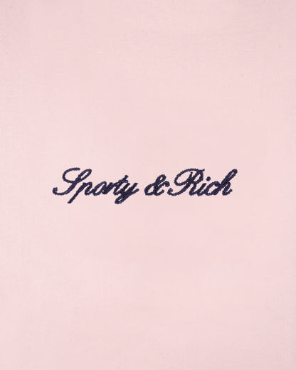Sporty & Rich Syracuse Embroidered Disco short - Pink Dolphin/Navy