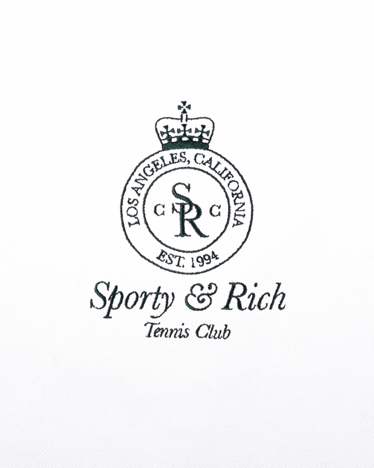 Sporty & Rich Crown Tennis Pique Polo Dress - White/Forest