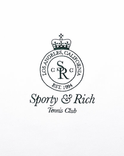 Sporty & Rich Crown Tennis Pique Polo Dress - White/Forest