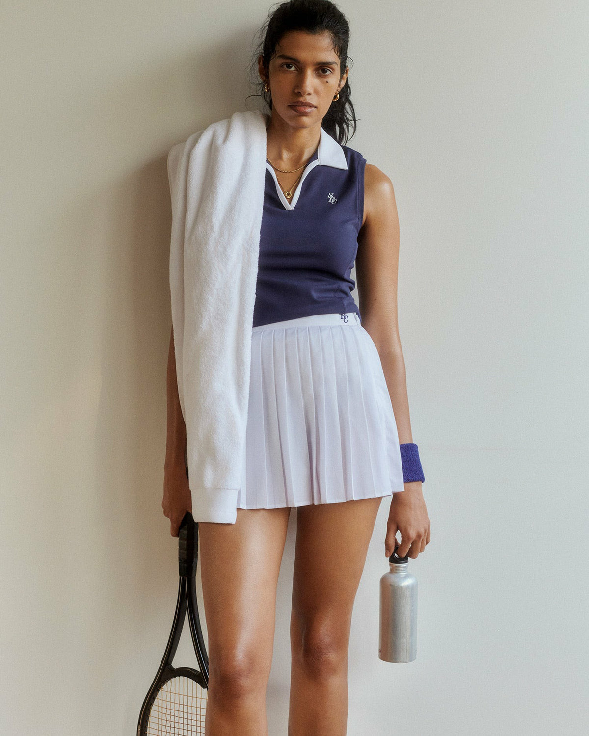Sporty & Rich SRC Anae Skirt - White/Navy