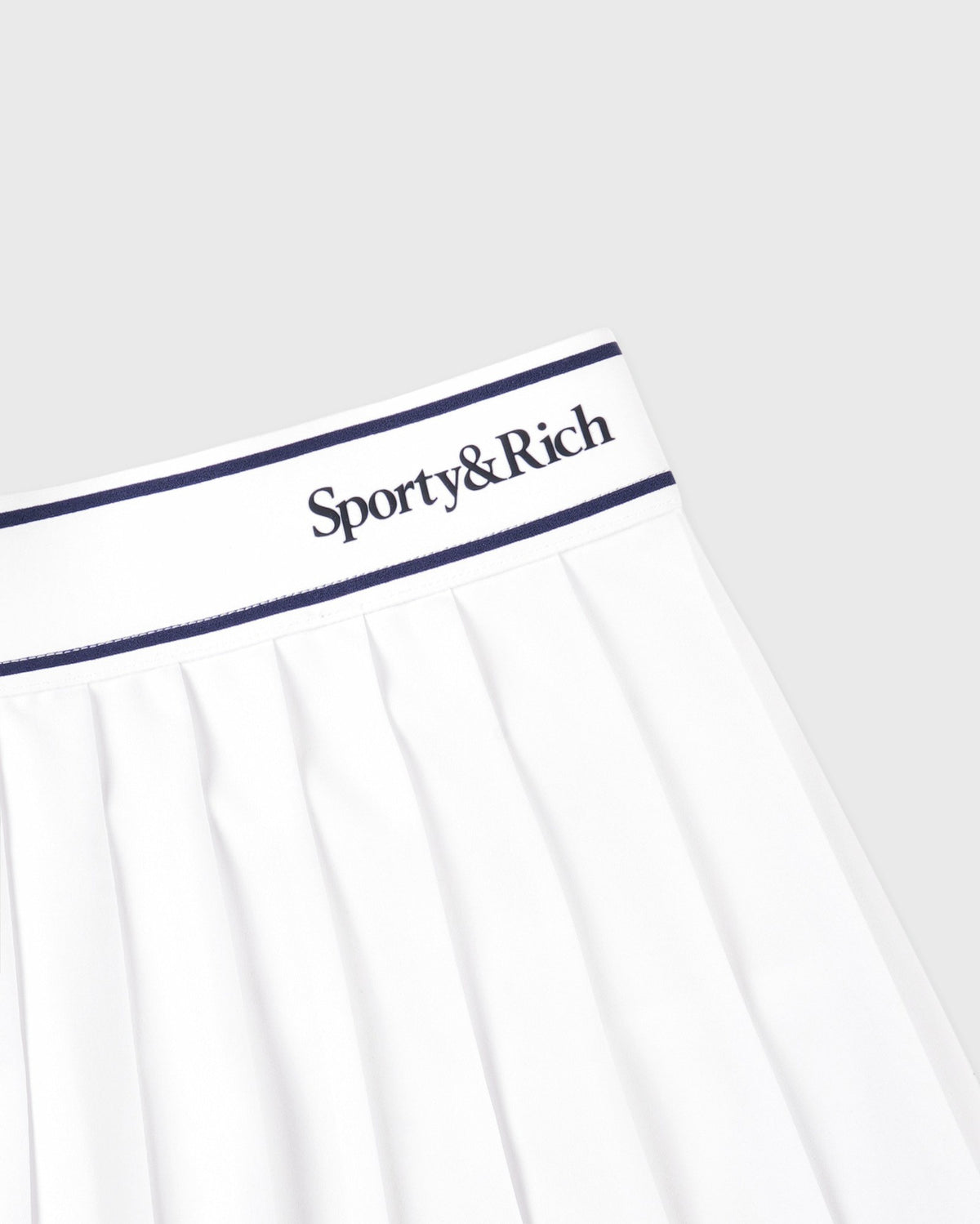 Sporty & Rich Serif Logo Pleated Skirt - White/Navy