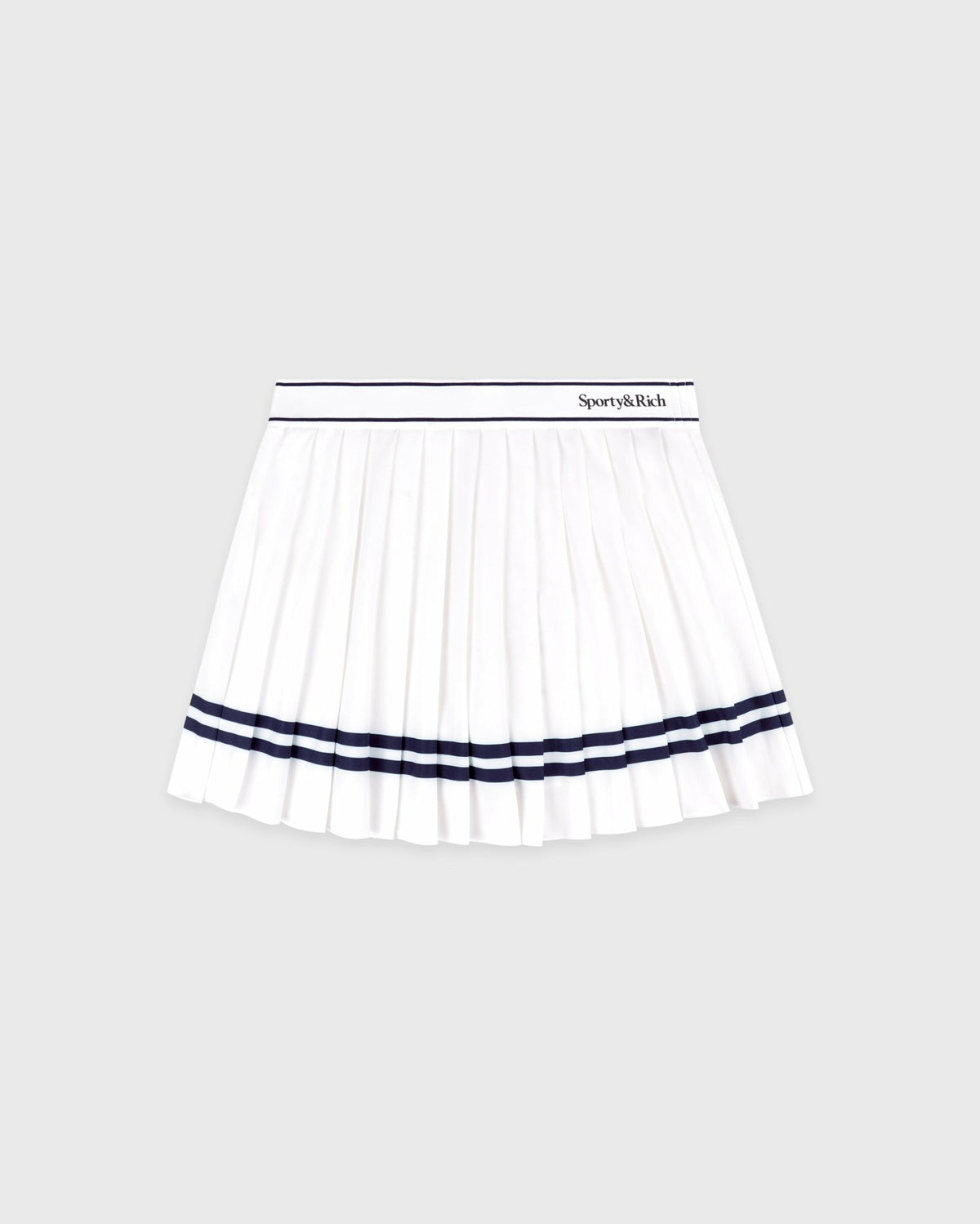 Sporty & Rich Serif Logo Pleated Skirt - White/Navy