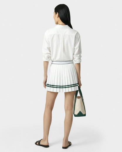 Sporty & Rich Serif Logo Pleated Skirt - White/Forest