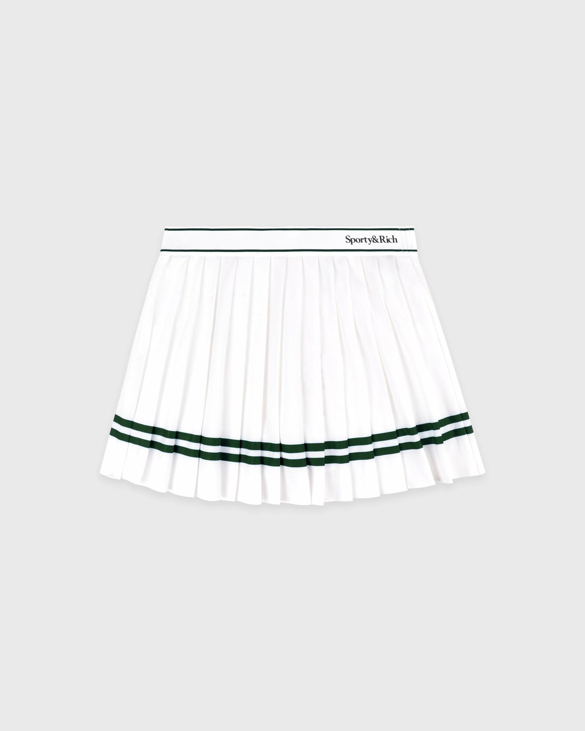 Sporty & Rich Serif Logo Pleated Skirt - White/Forest