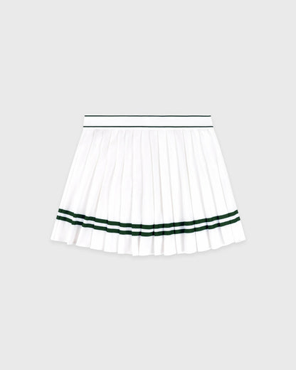 Sporty & Rich Serif Logo Pleated Skirt - White/Forest