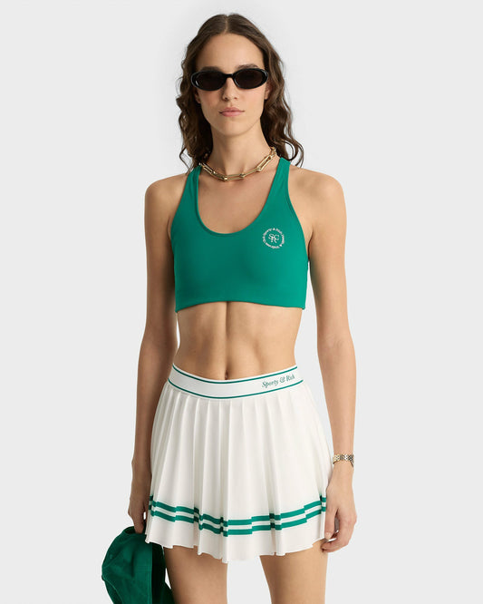 Sporty & Rich Italic Logo Pleated Skirt - White/Alpine