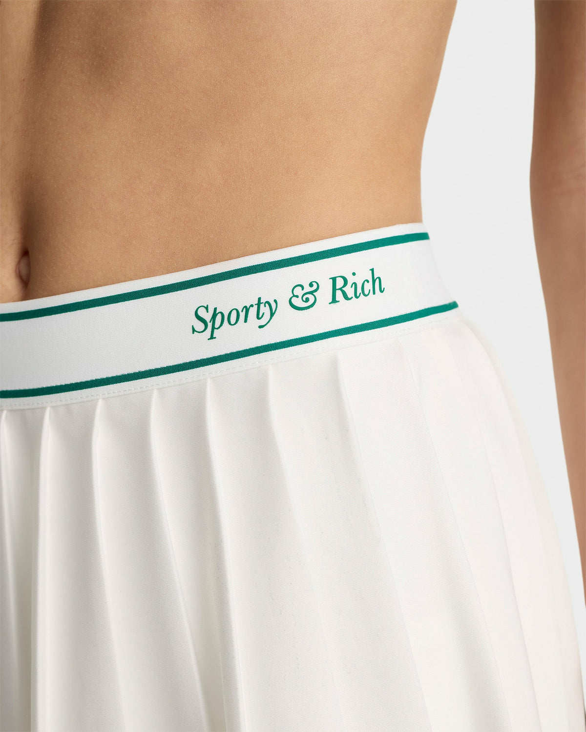 Sporty & Rich Italic Logo Pleated Skirt - White/Alpine