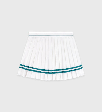 Sporty & Rich Italic Logo Pleated Skirt - White/Alpine