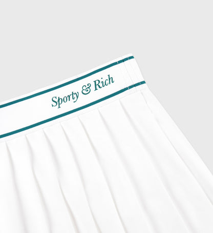 Sporty & Rich Italic Logo Pleated Skirt - White/Alpine